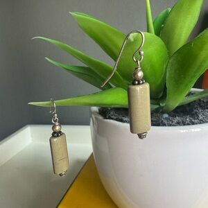 Oregon Jasper Beige Gray Sterling Silver Earrings